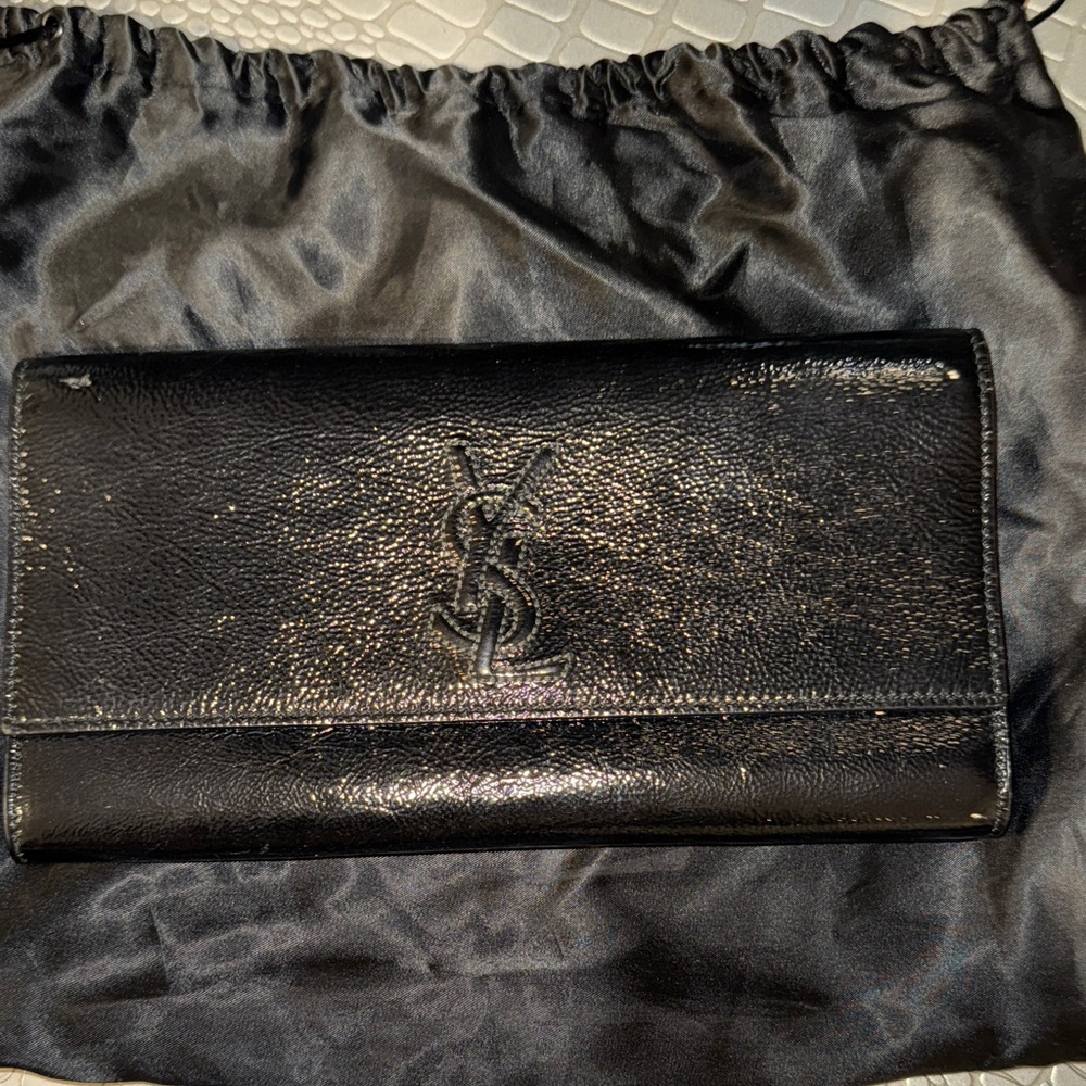 YSL Black Leather Clutch